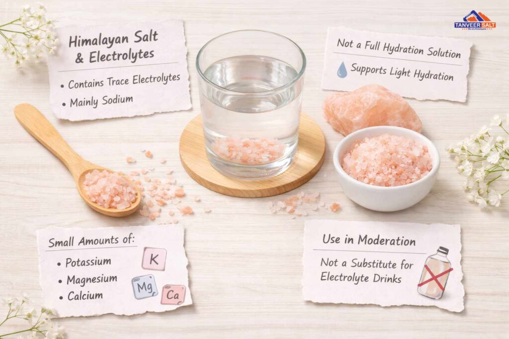 Himalayan pink salt crystals showing natural mineral content