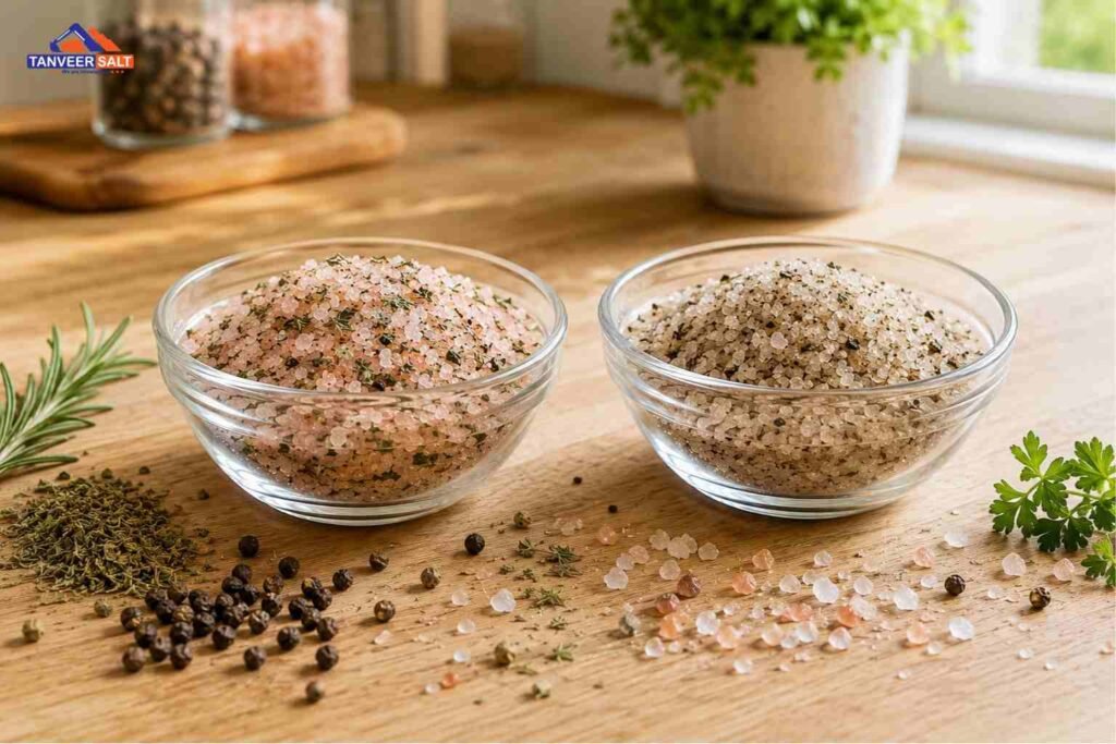 Homemade smoked and herb finishing salt blends